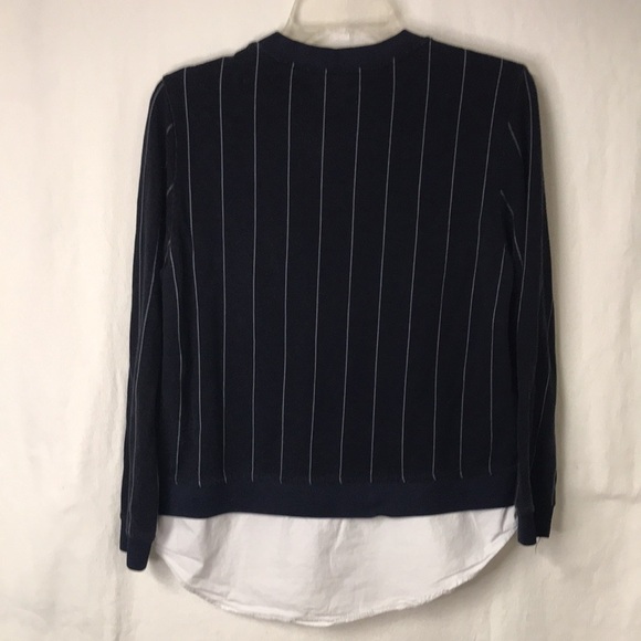 ZARA Basic Women’s Pullover Top Shirttail hem Navy Blue Pin Stripe Size M - Picture 8 of 10